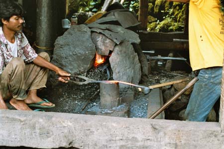 Toraja locals making knifes